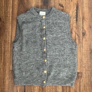 H&M Gray Knit Vest with Gold Buttons